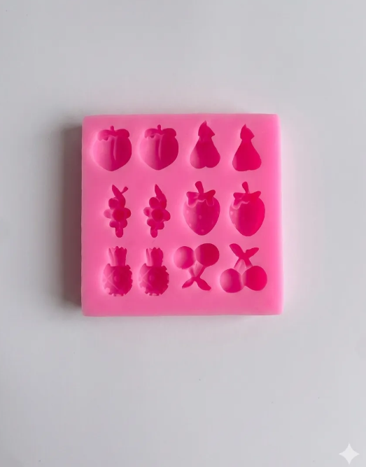 Molde de silicona de 12 formas de frutas, fondant, reposteria, chocolate, yeso y manualidades.