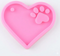 Molde de silicona de formas corazon con huella de perro para fondant, reposteria, chocolates, y manualidades.