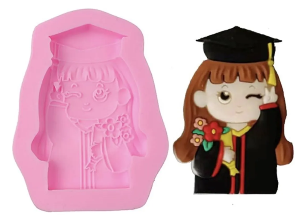 Molde de silicona de Graduacion niño o niña, para fondant, reposteria, chocolates y manualidades.