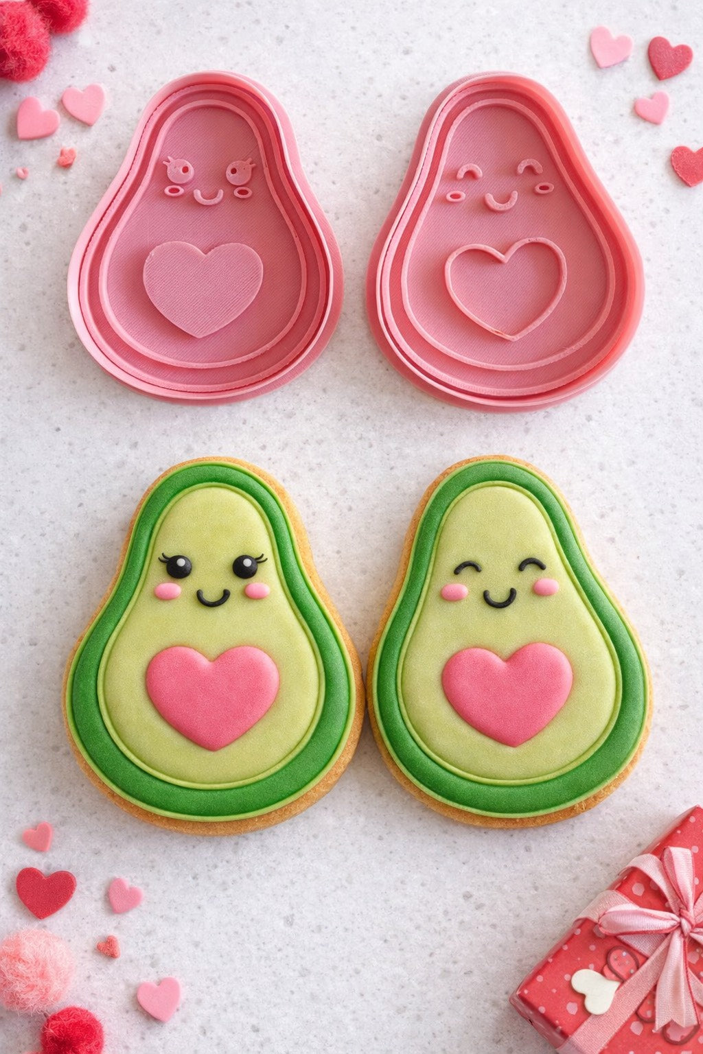 Cortadores y sellos de galletas Set de 2 paltas inspirado en el amor y amistad para fondant reposteria, galletas, masa fria y manualidades.