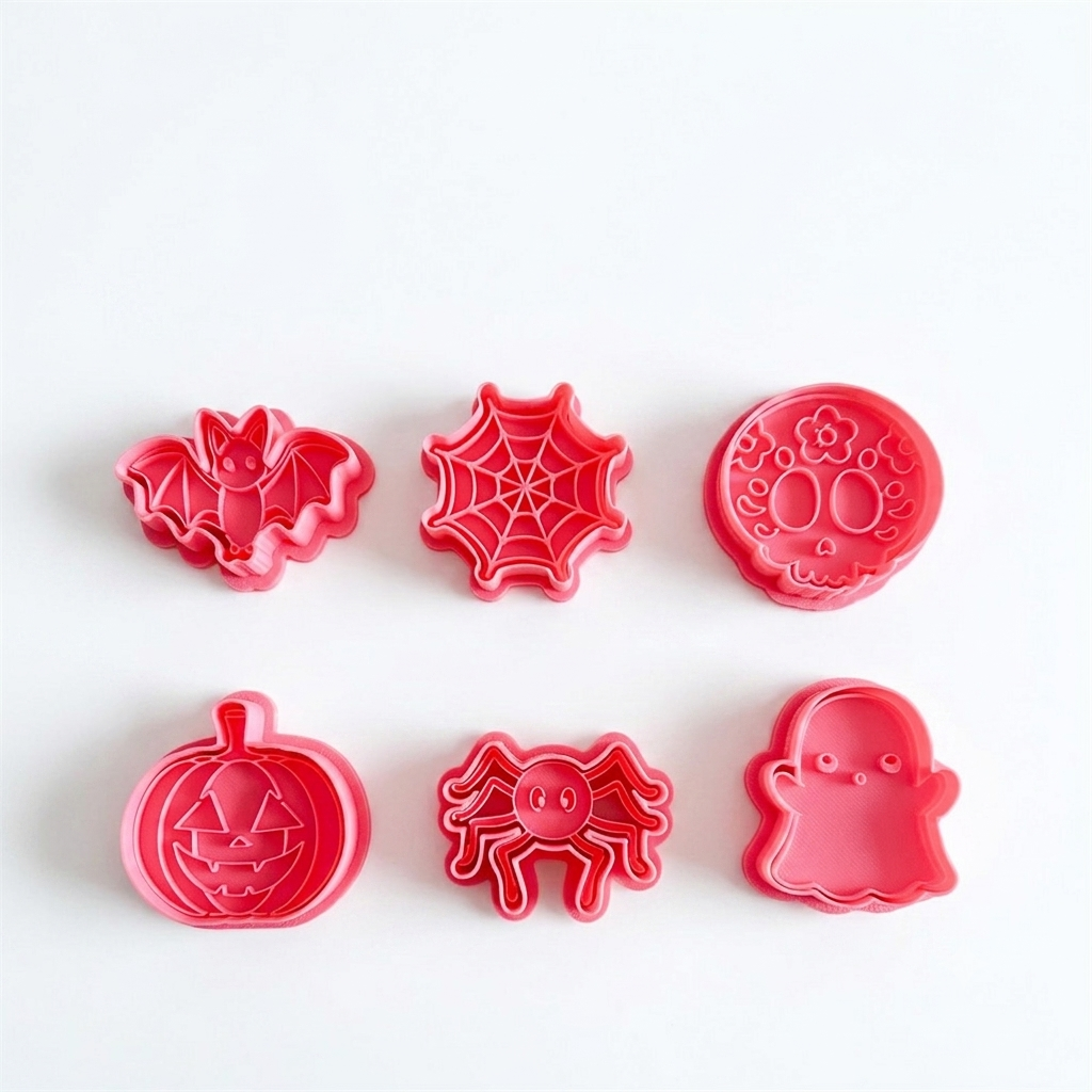 Cortadores y sellos de galletas, Set de 6 figuras de Hallowen 5cm fantasma, calabaza, araña, telaraña, fondant reposteria, galletas, masa fria y manualidades