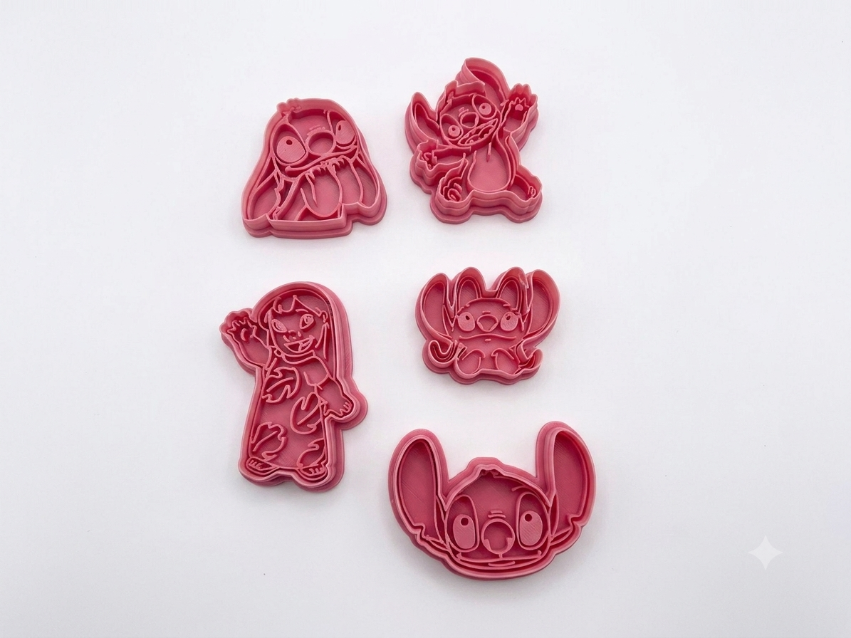 Cortadores y sellos de galletas, Set de 5 figuras de alien azul de peliculas tematicos 5cm para fondant, reposteria, galletas, masa fria y manualidades.