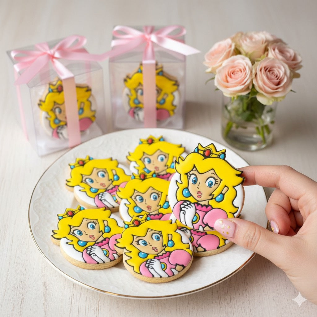 Cortador y sello de galleta Princesa peach para fondant reposteria, galletas, masa fria y manualidades.