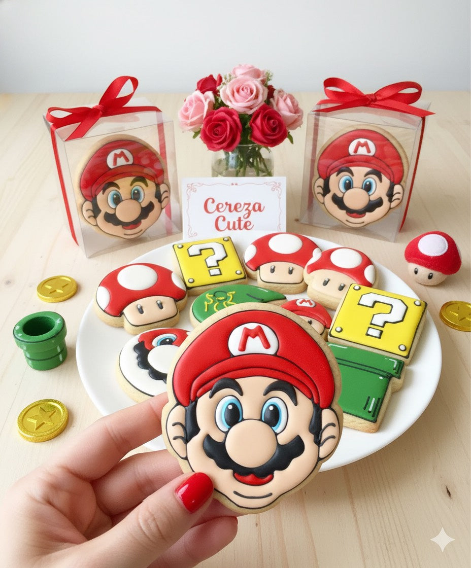 Cortador y sello de galleta Mario Pelicula para fondant reposteria, galletas, masa fria y manualidades.