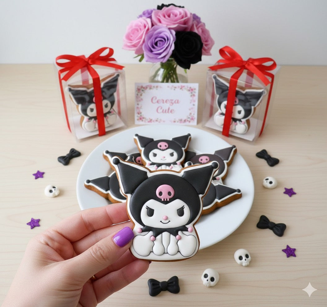 Cortador y sello de galleta Kuromi Anime para fondant reposteria, galletas, masa fria y manualidades.