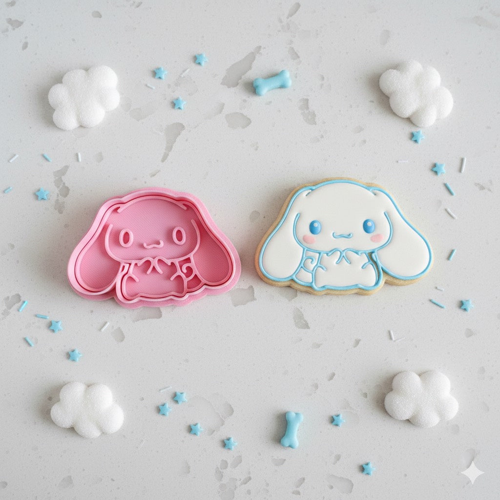 Cortador y sello de galleta Cinnamoroll Anime para fondant reposteria, galletas, masa fria y manualidades.