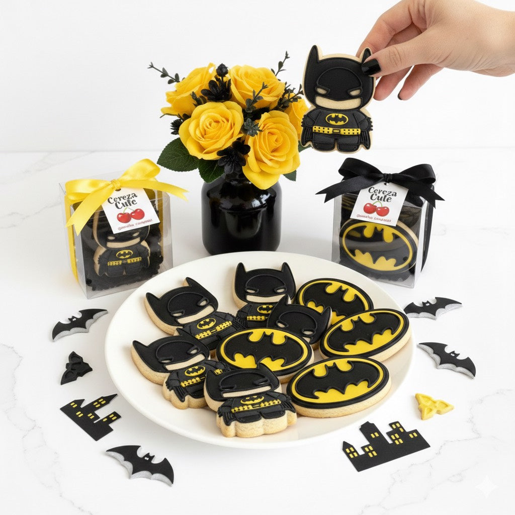 Cortadores y sellos de galletas Superheroe caballero de la noche para fondant reposteria, galletas, masa fria y manualidades.