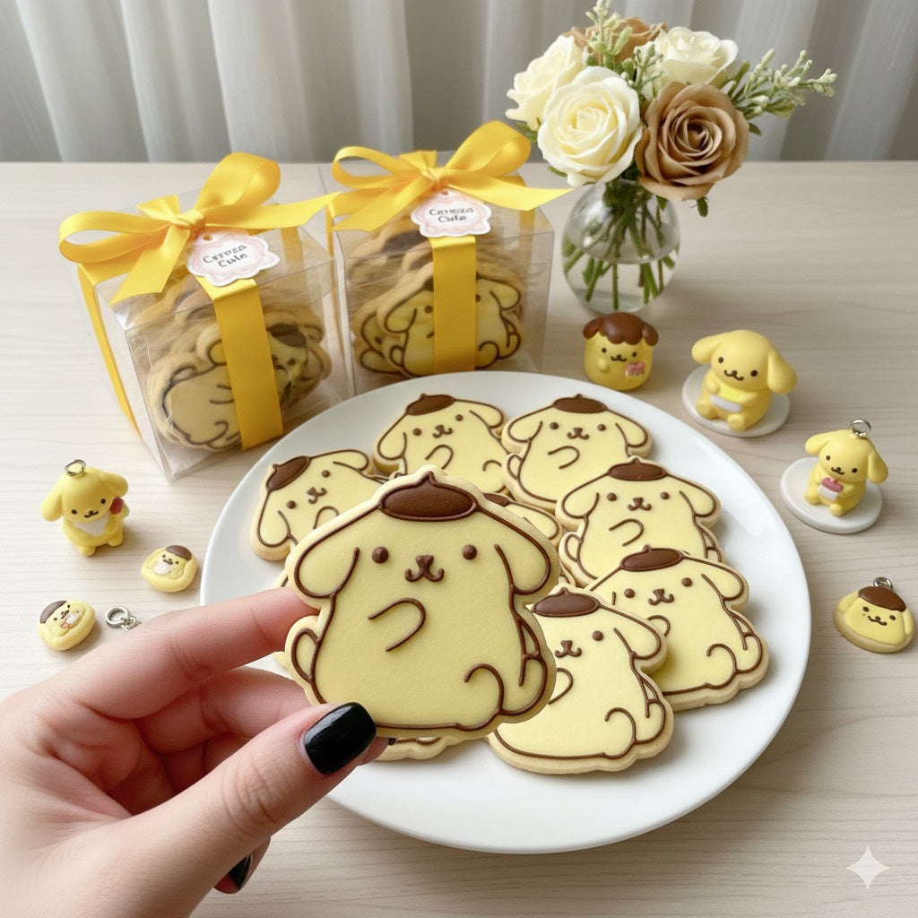Cortador y sello de galleta Pompompurin Anime para fondant reposteria, galletas, masa fria y manualidades.