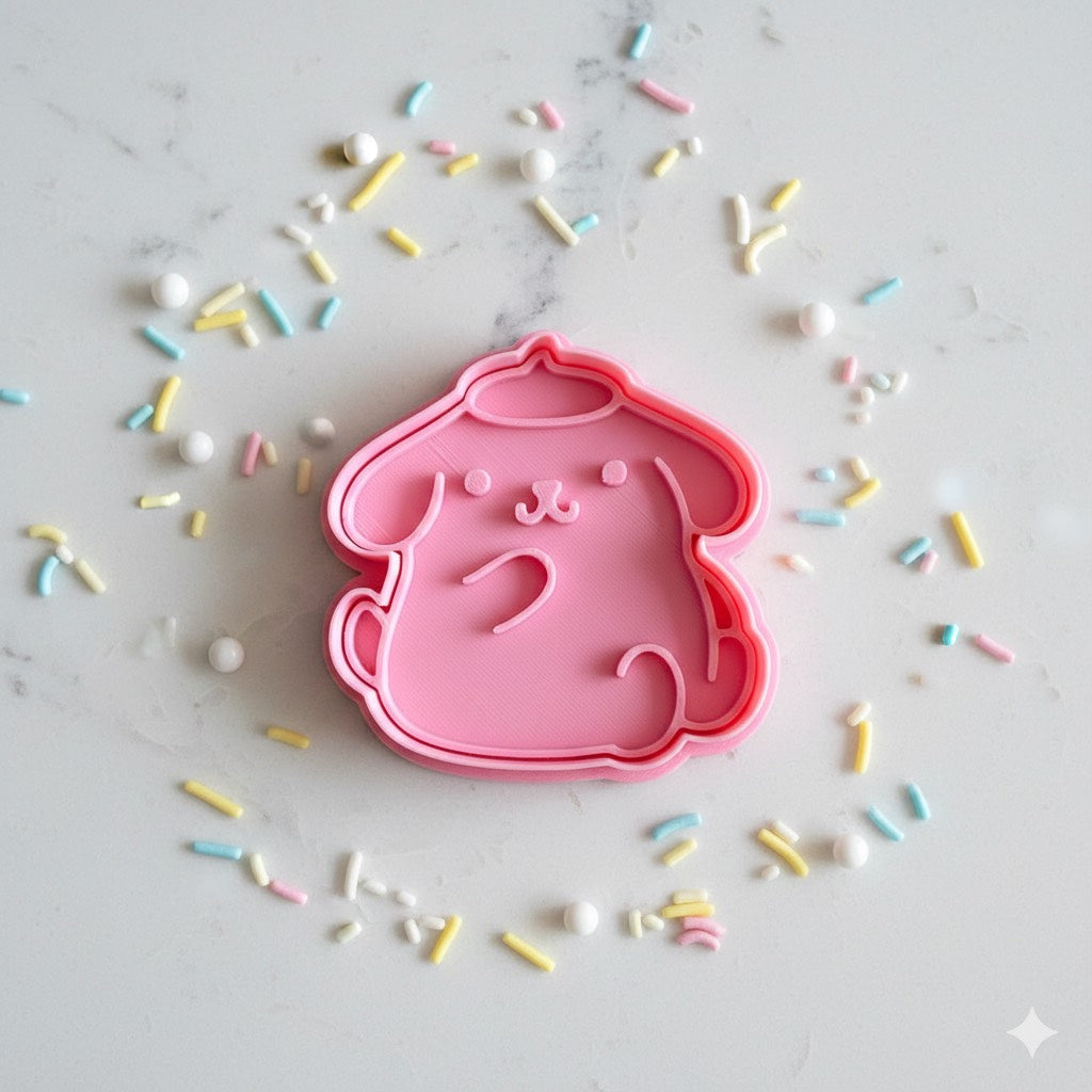 Cortador y sello de galleta Pompompurin Anime para fondant reposteria, galletas, masa fria y manualidades.