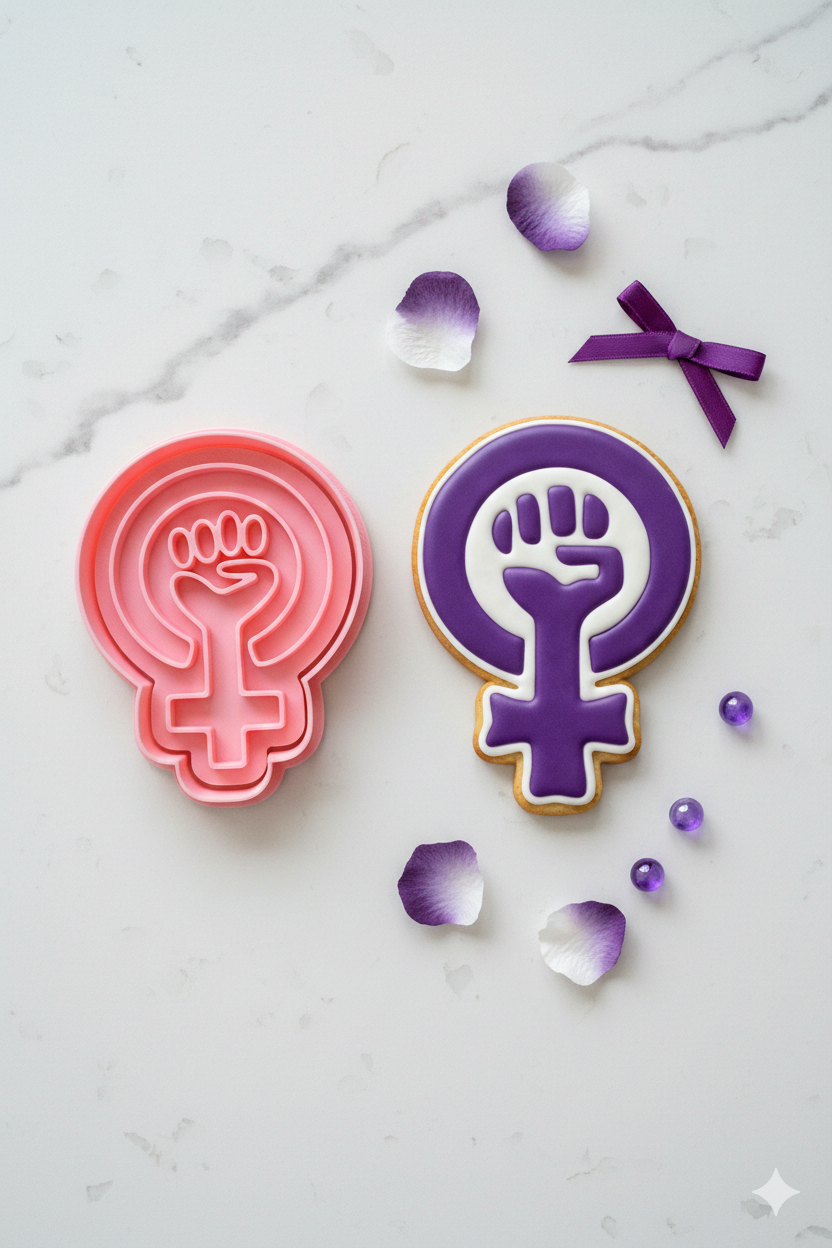 Cortador y sello de galleta Simbolo Mujer feminista para fondant reposteria, galletas, masa fria y manualidades.