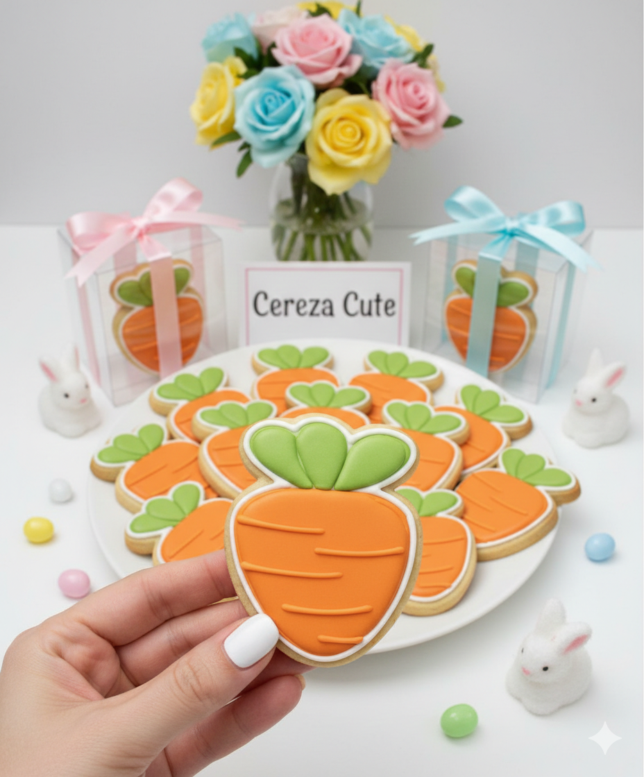 Cortador y sello de galleta Zanahoria pascua para fondant reposteria, galletas, masa fria y manualidades.