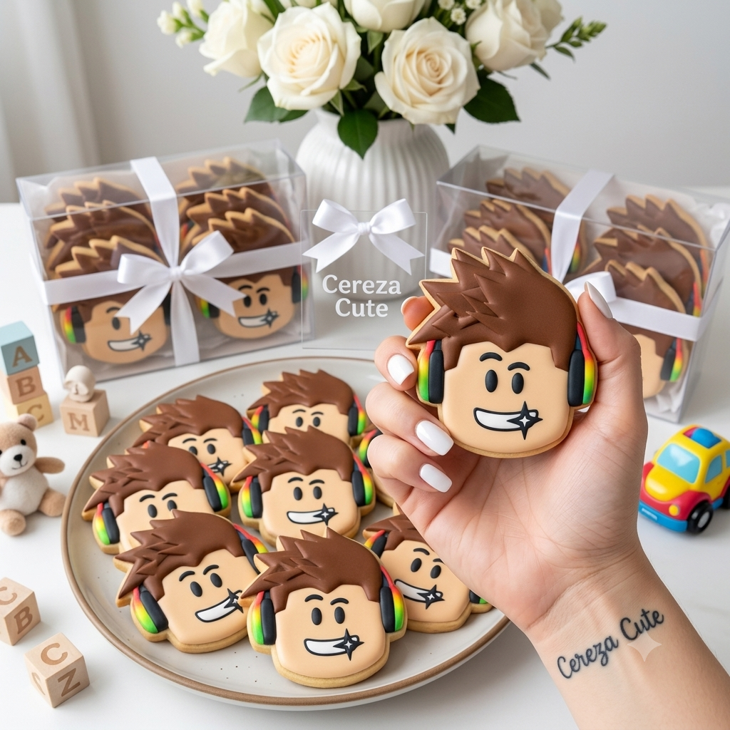 Cortador y sello de galleta Cara de niño video juegos para fondant reposteria, galletas, masa fria y manualidades.