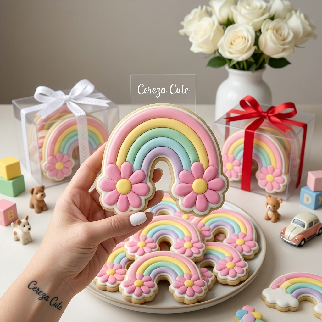 Cortador y sello de galleta Arcoiris para fondant reposteria, galletas, masa fria y manualidades.