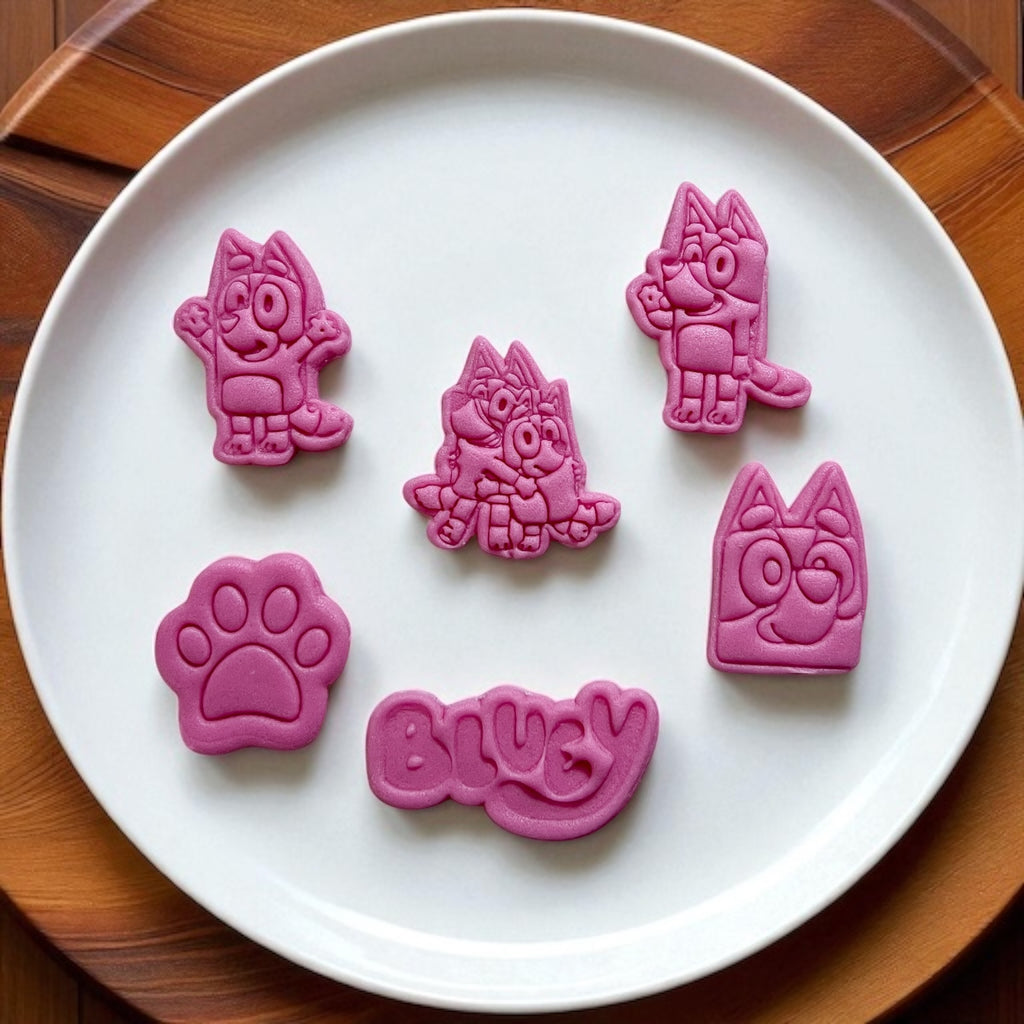 Pack de Cortadores y sello de galletas Perro azul y bingo para fondant, arcilla y manualidades