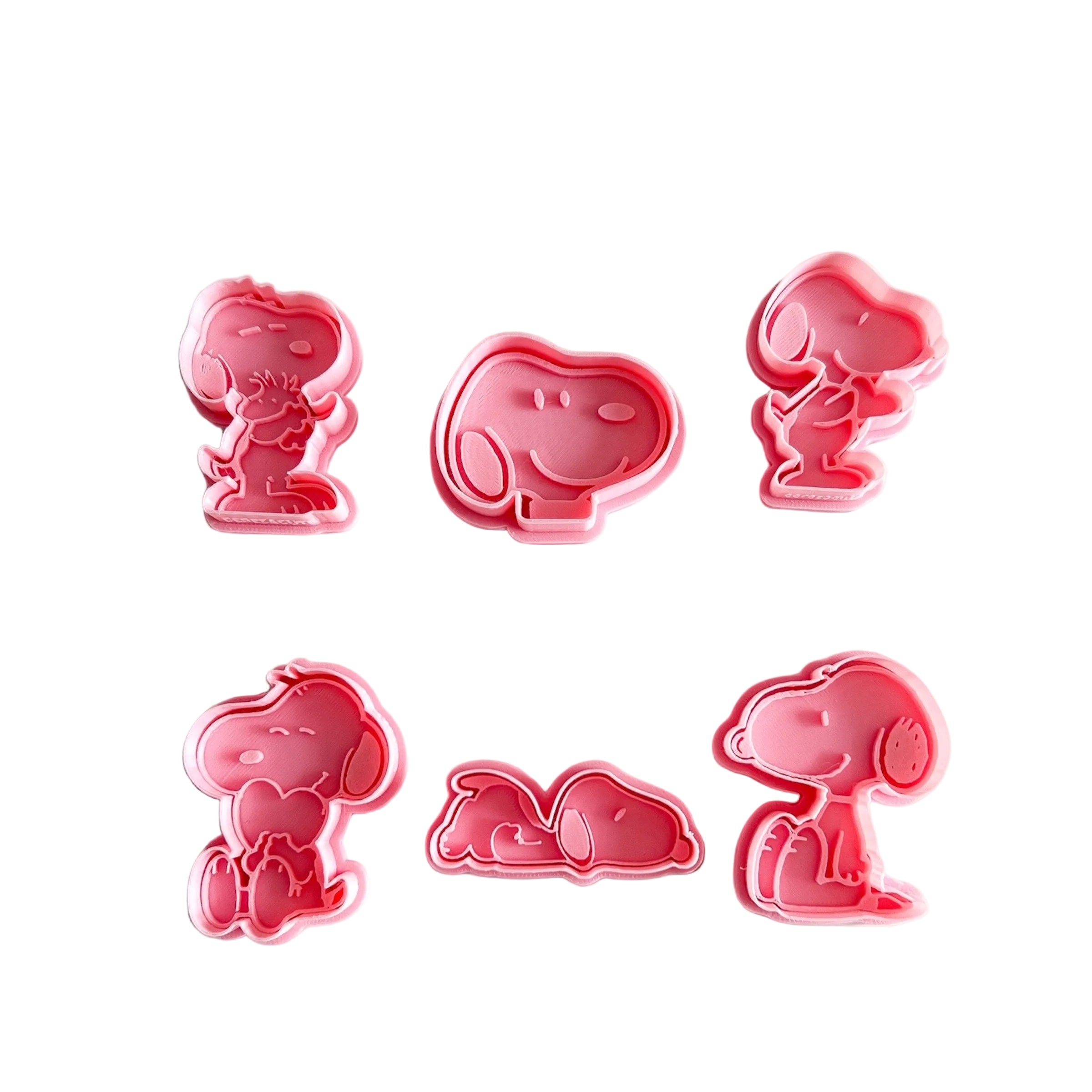 Cortadores y sellos de galletas, Set de Perro Curioso Dibujo Animado 5cm para fondant, masa fria, manualidades y galletas.