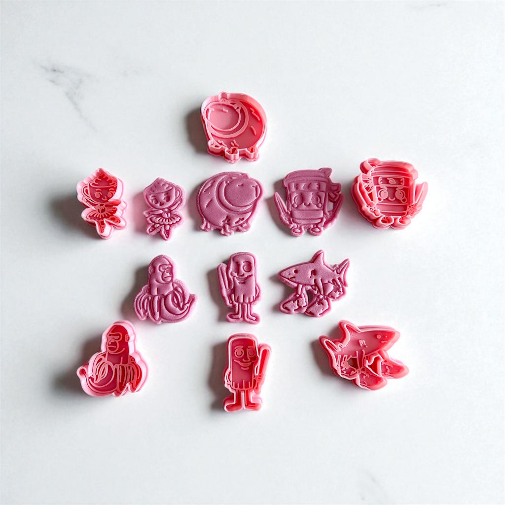 Cortadores y sellos de galletas, Set de 6 figuras de Tralalero Tralala de 5cm para fondant, reposteria, galletas, masa fria y manualidades.