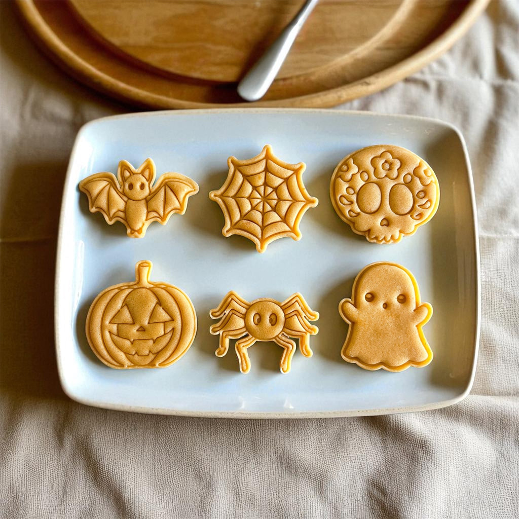 Cortadores y sellos de galletas, Set de 6 figuras de Hallowen 5cm fantasma, calabaza, araña, telaraña, fondant reposteria, galletas, masa fria y manualidades