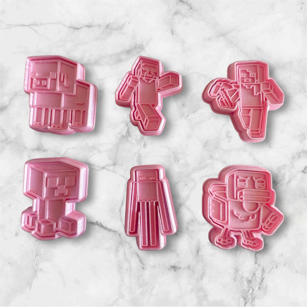 Cortadores y sellos de galletas, Set de 6 figuras de video juegos tematicos 6cm para fondant, reposteria, galletas, masa fria y manualidades. (Copia)