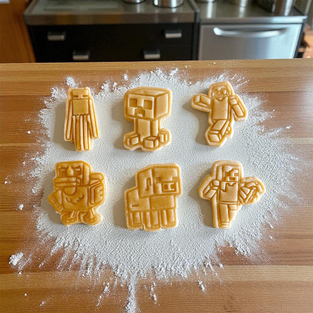 Cortadores y sellos de galletas, Set de 6 figuras de video juegos tematicos 6cm para fondant, reposteria, galletas, masa fria y manualidades. (Copia)