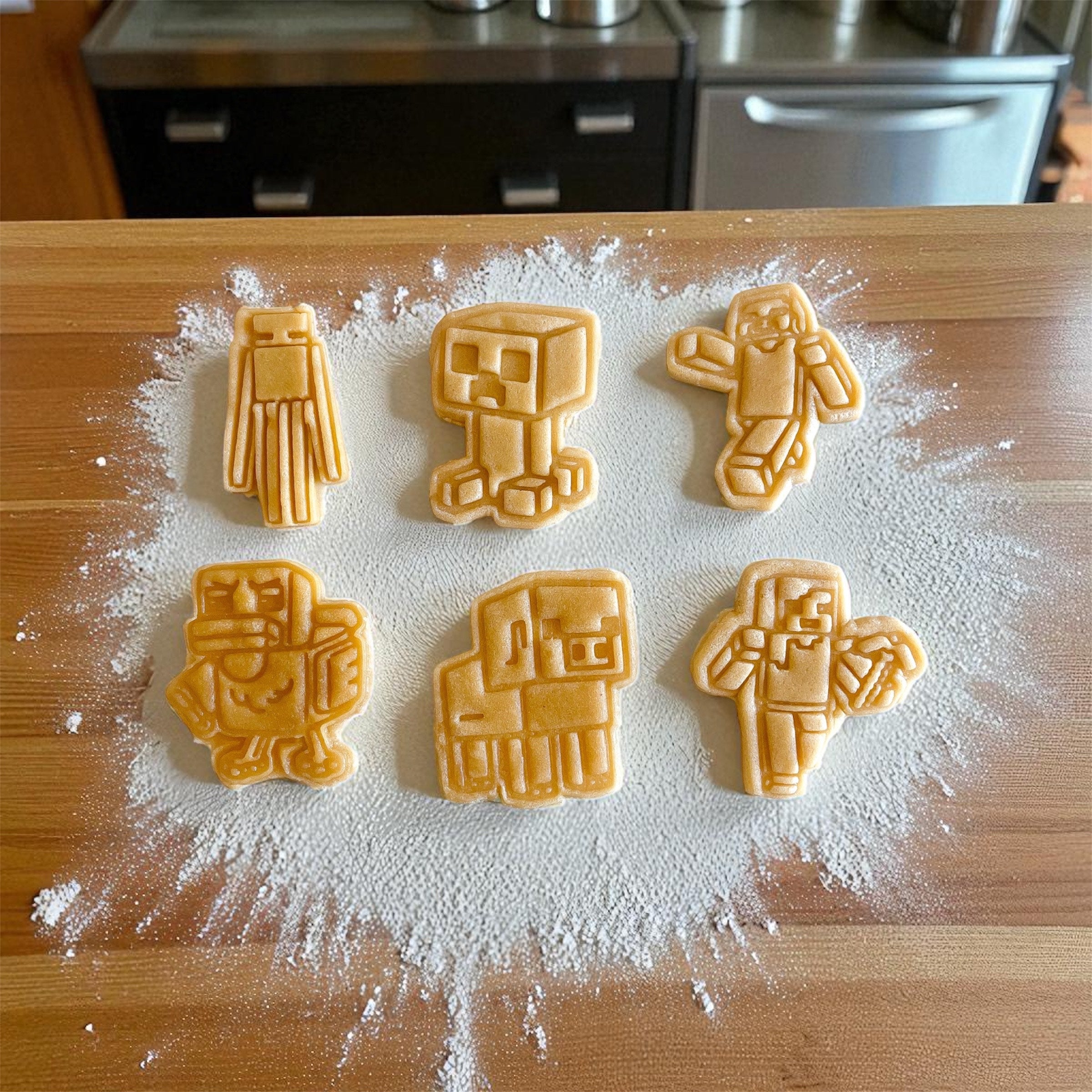 Cortadores y sellos de galletas, Set de 6 figuras de video juegos tematicos 6cm para fondant, reposteria, galletas, masa fria y manualidades. (Copia)