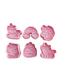 Cortadores y sellos de galletas, Set de 6 figuras de Unicornio, nubes 5cm para fondant reposteria, galletas, masa fria y manualidades.