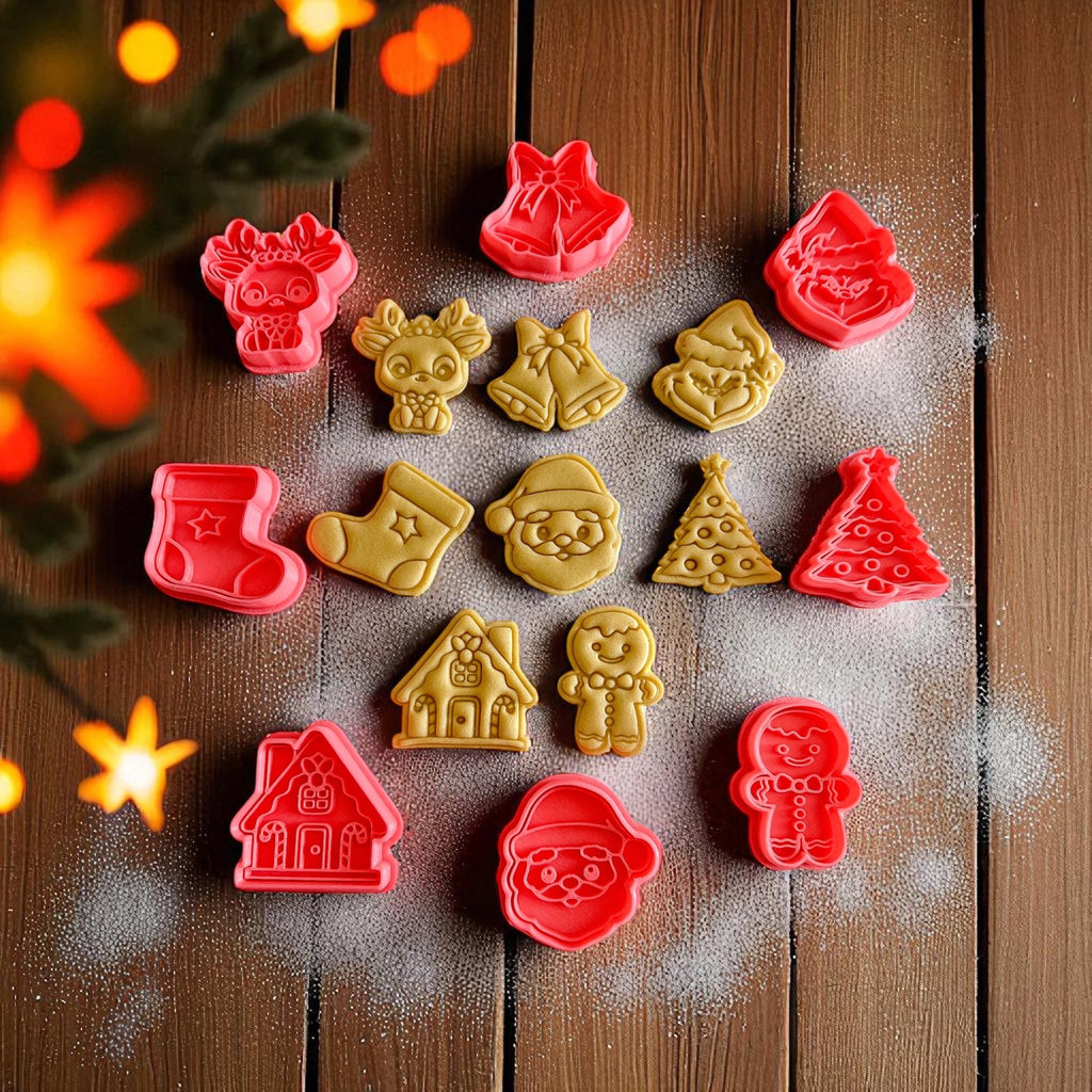 Cortadores y sellos de galletas Set Navidad 5cm Viejo Pascuero para fondant, reposteria, masa fria, manualidades y galletas