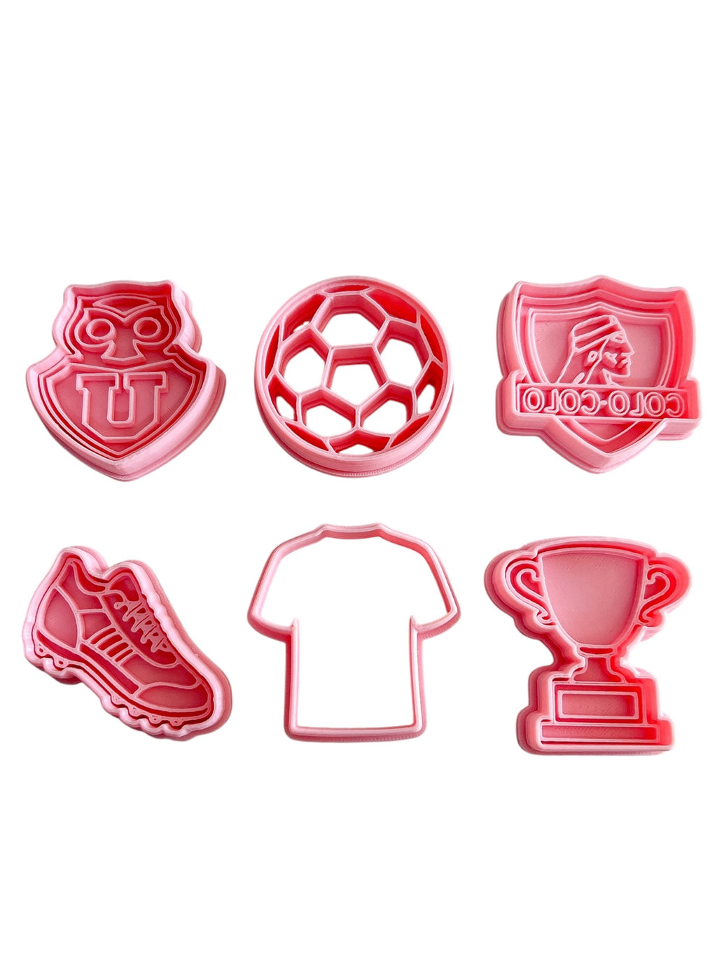 Cortadores y sellos de galletas Set de 6 figuras de FUTBOL, 6cm para fondant reposteria, galletas, masa fria y manualidades.