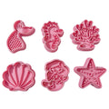 Cortadores y sellos de galletas Set de 6 figuras de Animales del mar, vaca, sirena 5cm para fondant reposteria, galletas, masa fria y manualidades.