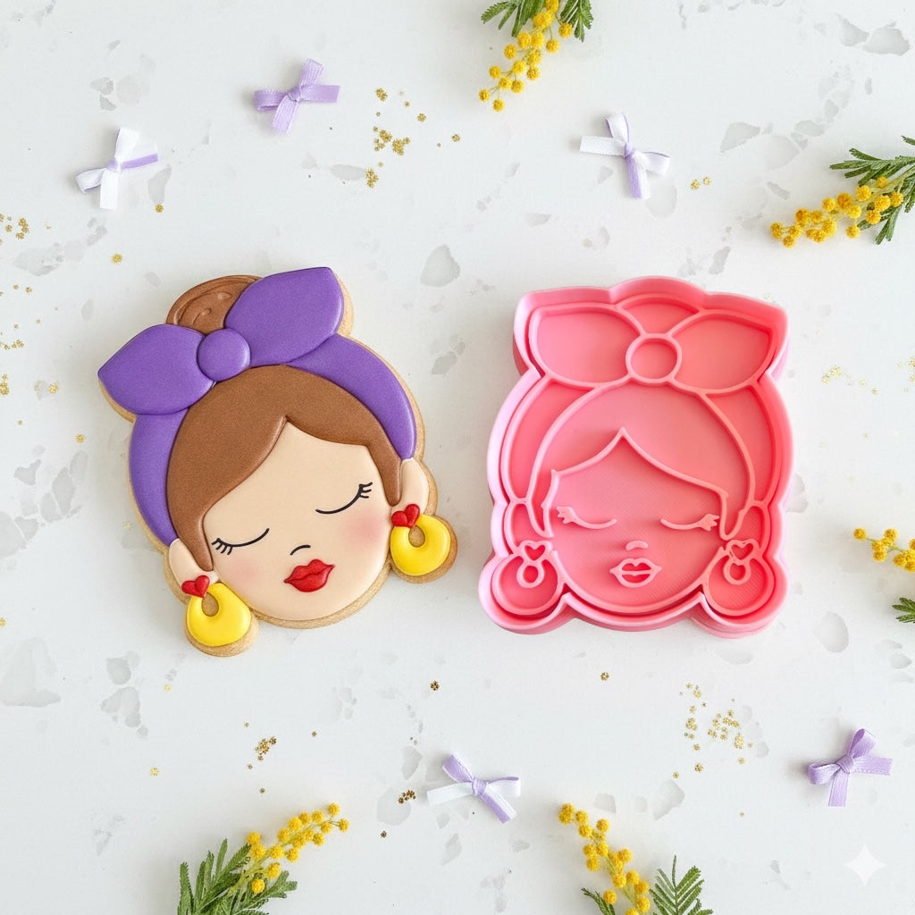 Cortador y sello de galleta Dia de la Mujer para fondant reposteria, galletas, masa fria y manualidades.