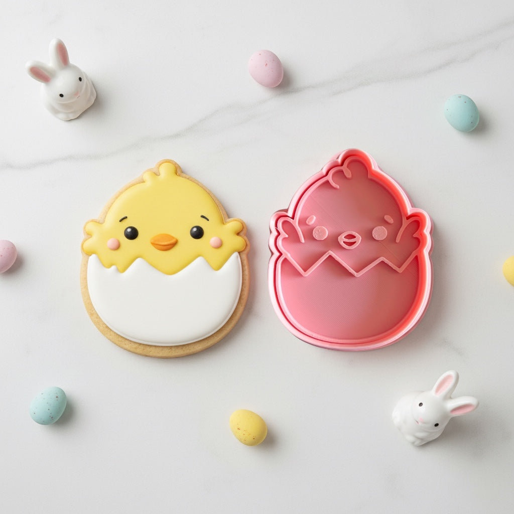 Cortador y sello de galleta Pollo pascua para fondant reposteria, galletas, masa fria y manualidades.