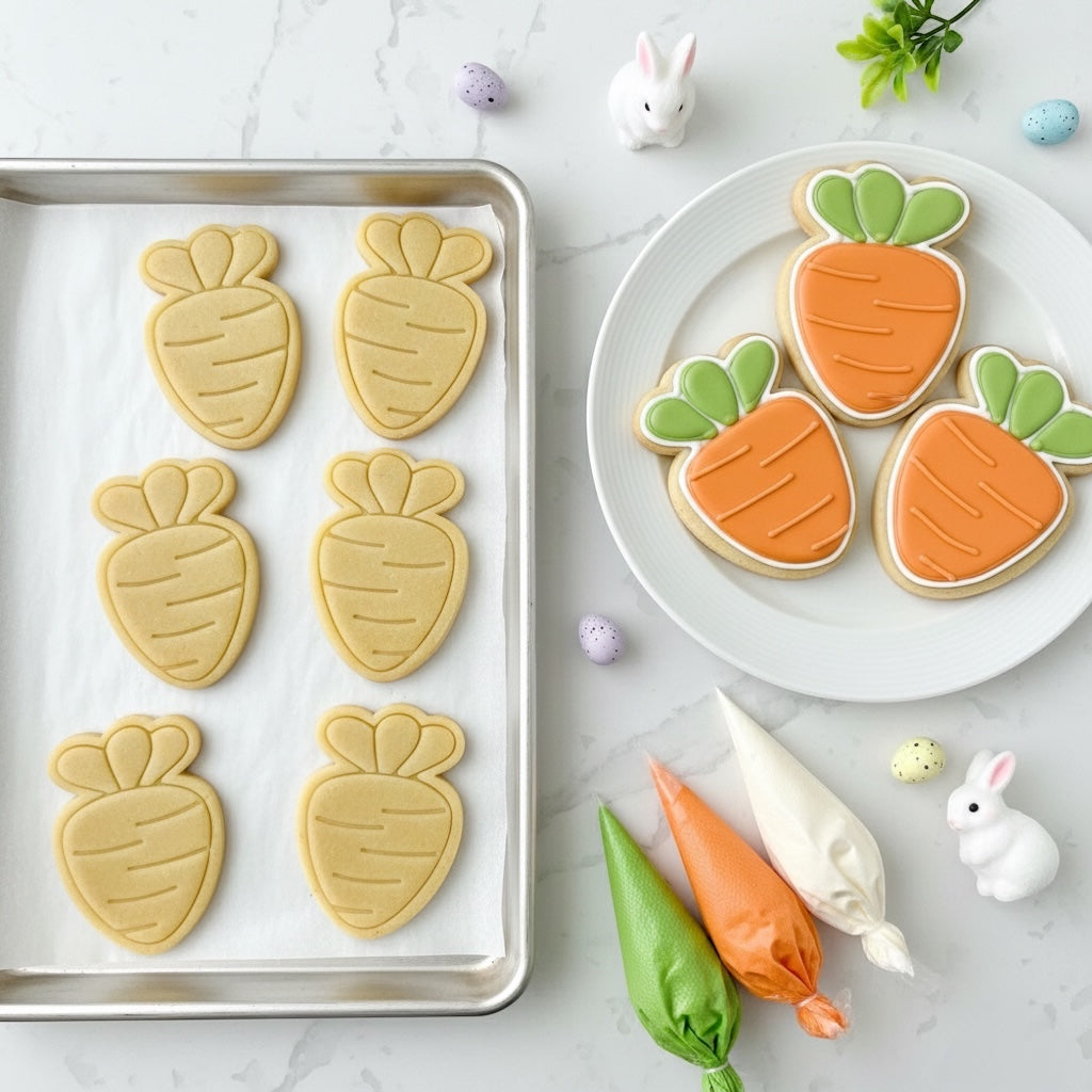 Cortador y sello de galleta Zanahoria pascua para fondant reposteria, galletas, masa fria y manualidades.