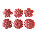 Cortadores y sellos de galletas Set de 6 diseños de Flores, girasol, de 5cm para fondant reposteria, galletas, masa fria y manualidades.