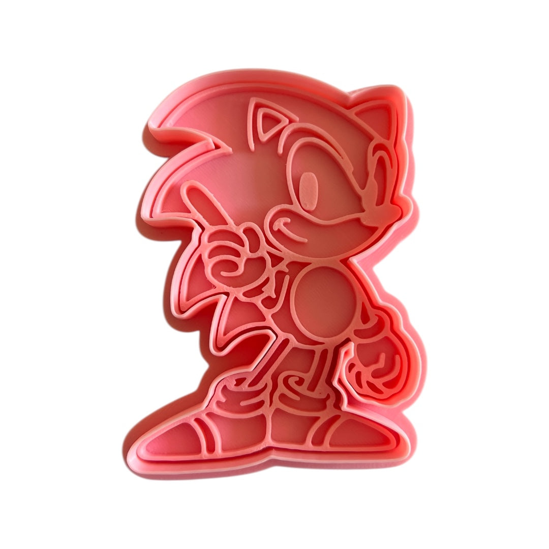 Cortador y sello de galleta Sonic video juego para fondant reposteria, galletas, masa fria y manualidades.