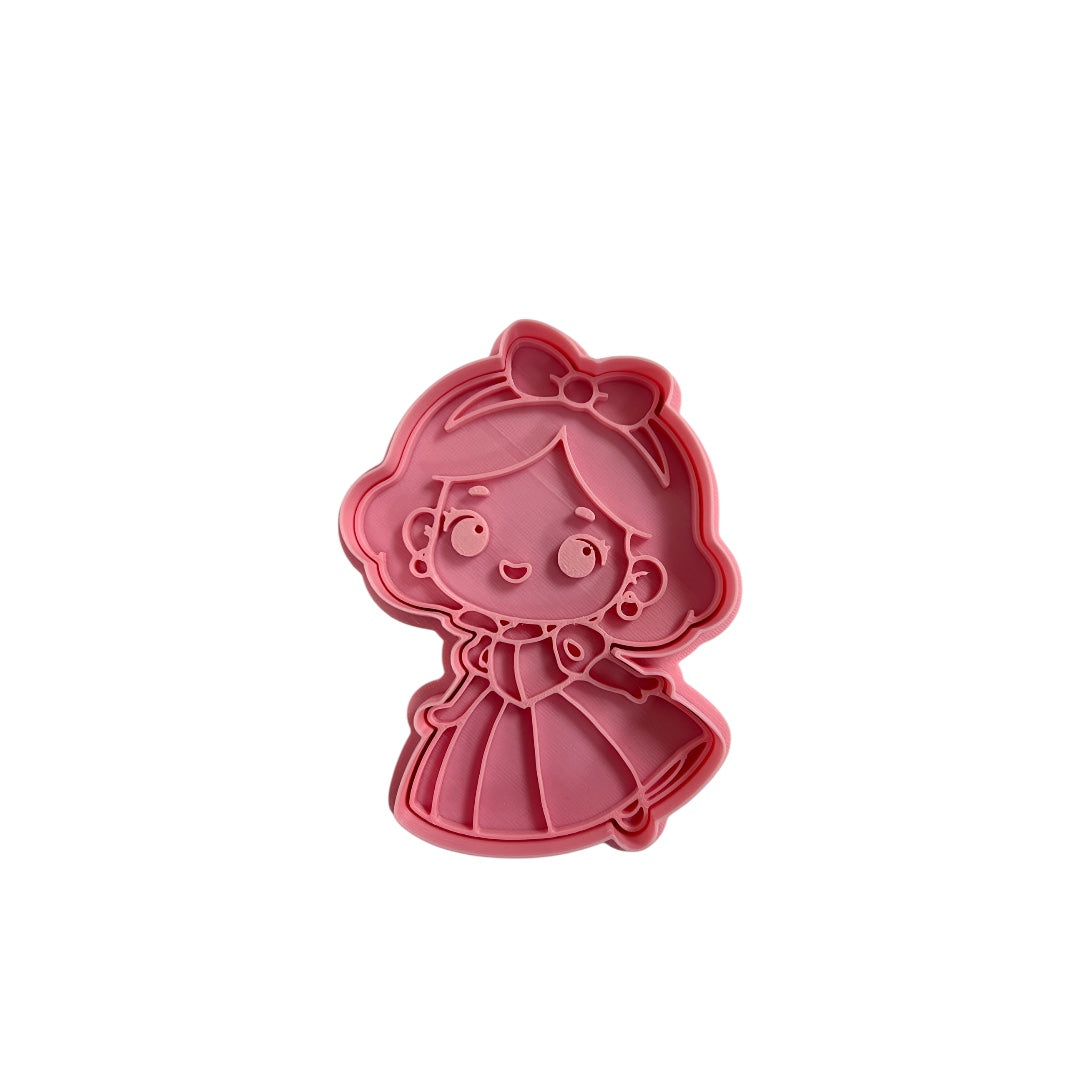 Cortador y sello de galleta la Princesa de los siete enanitos para fondant reposteria, galletas, masa fria y manualidades.