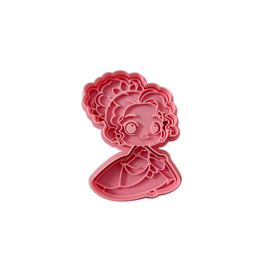 Cortador y sello de galleta la Princesa Rana para fondant reposteria, galletas, masa fria y manualidades.