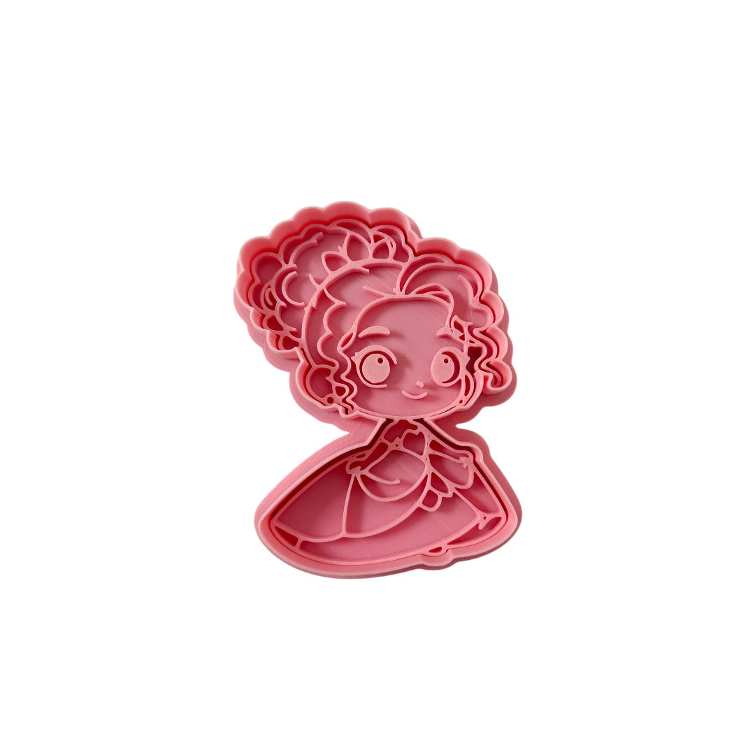Cortador y sello de galleta la Princesa Rana para fondant reposteria, galletas, masa fria y manualidades.