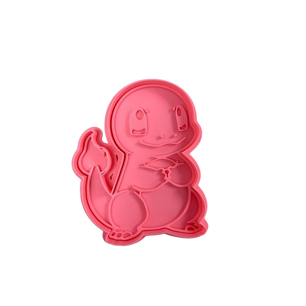 Cortador y sello de galleta Lagarto de fuego Anime para fondant reposteria, galletas, masa fria y manualidades.