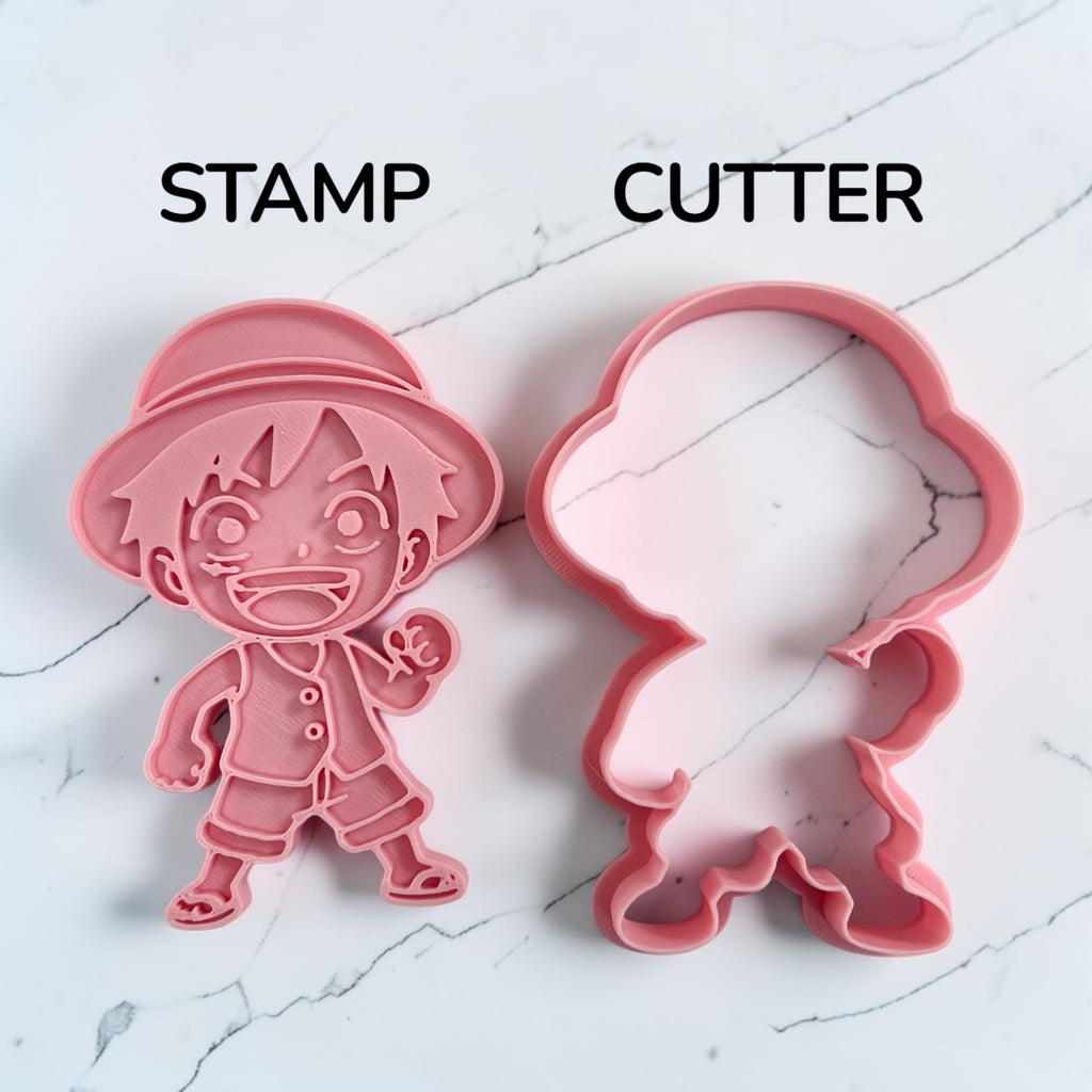 Cortador y sello de galleta Capitan Pirata Anime para fondant reposteria, galletas, masa fria y manualidades