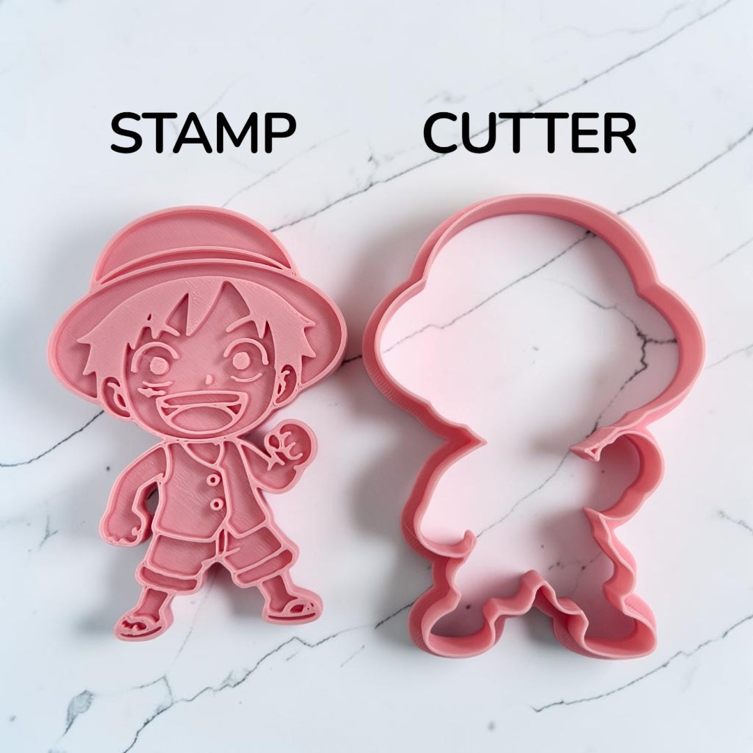 Cortador y sello de galleta Capitan Pirata Anime para fondant reposteria, galletas, masa fria y manualidades