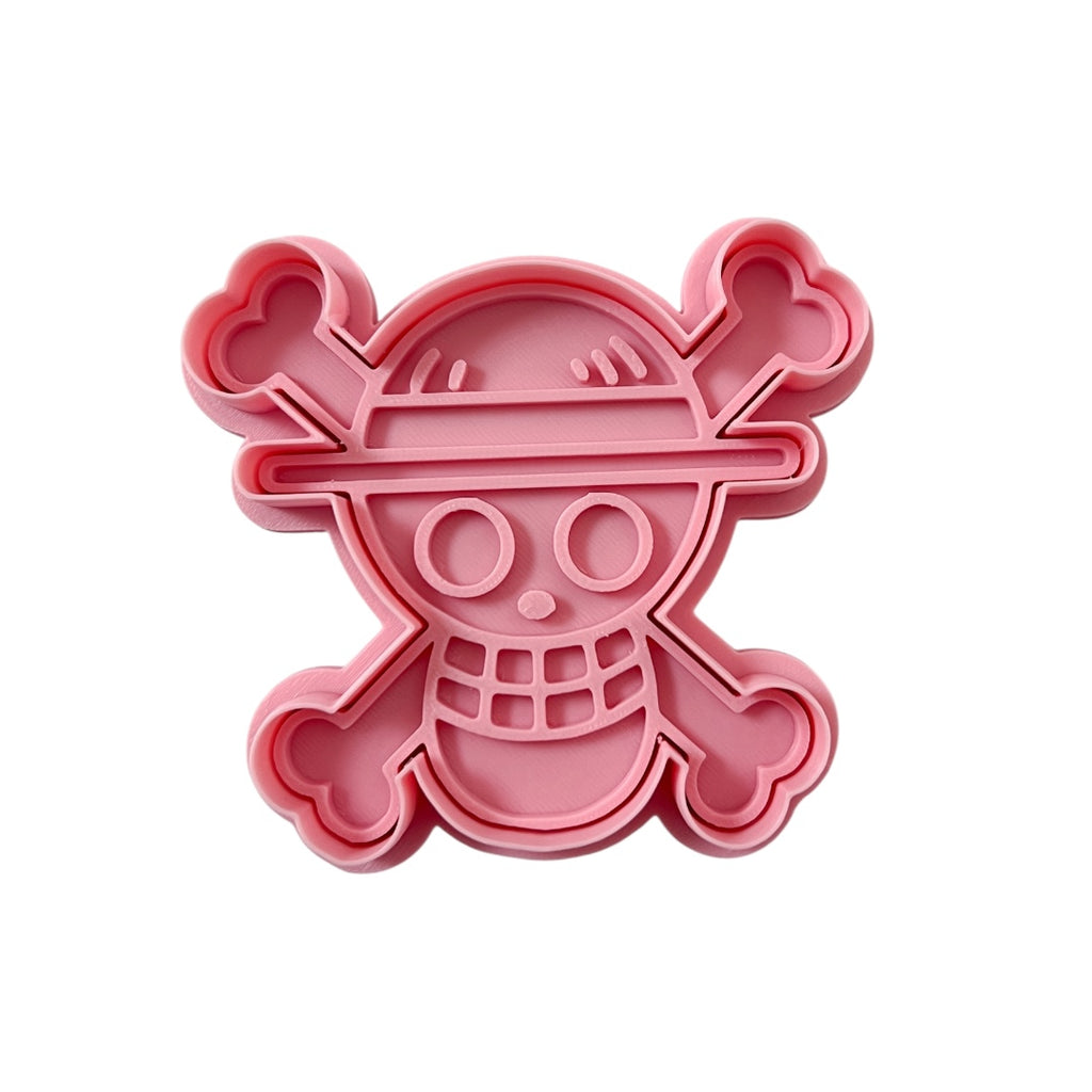 Cortador y sello de galleta Calavera Pirata Anime para fondant reposteria, galletas, masa fria y manualidades.