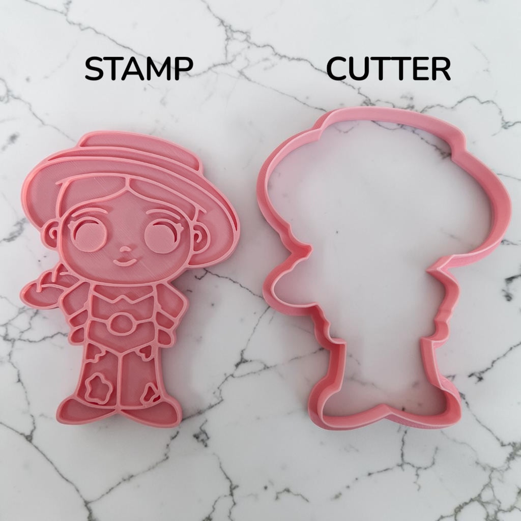 Cortador y sello de galleta juguete Vaquera para fondant reposteria, galletas, masa fria y manualidades.