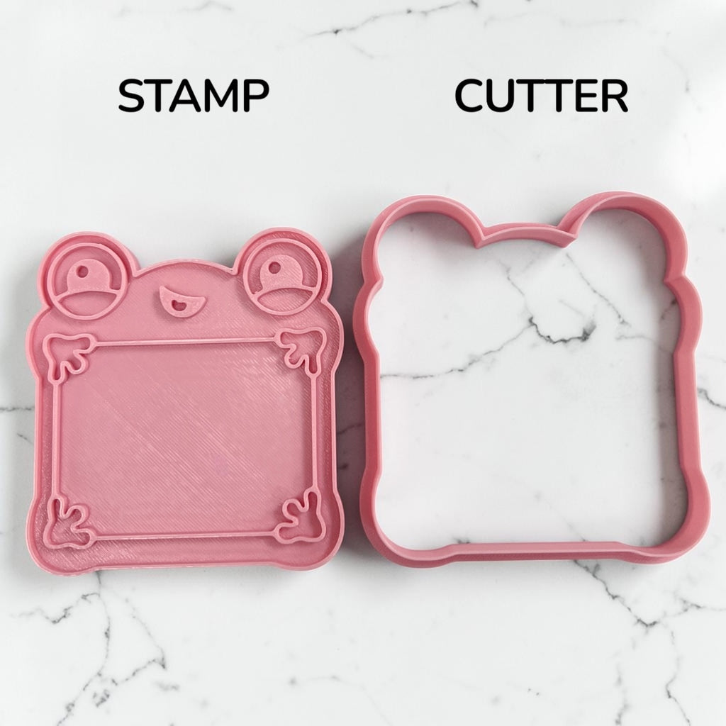 Cortador y sello de galleta juguete Tablet rana para fondant reposteria, galletas, masa fria y manualidades.