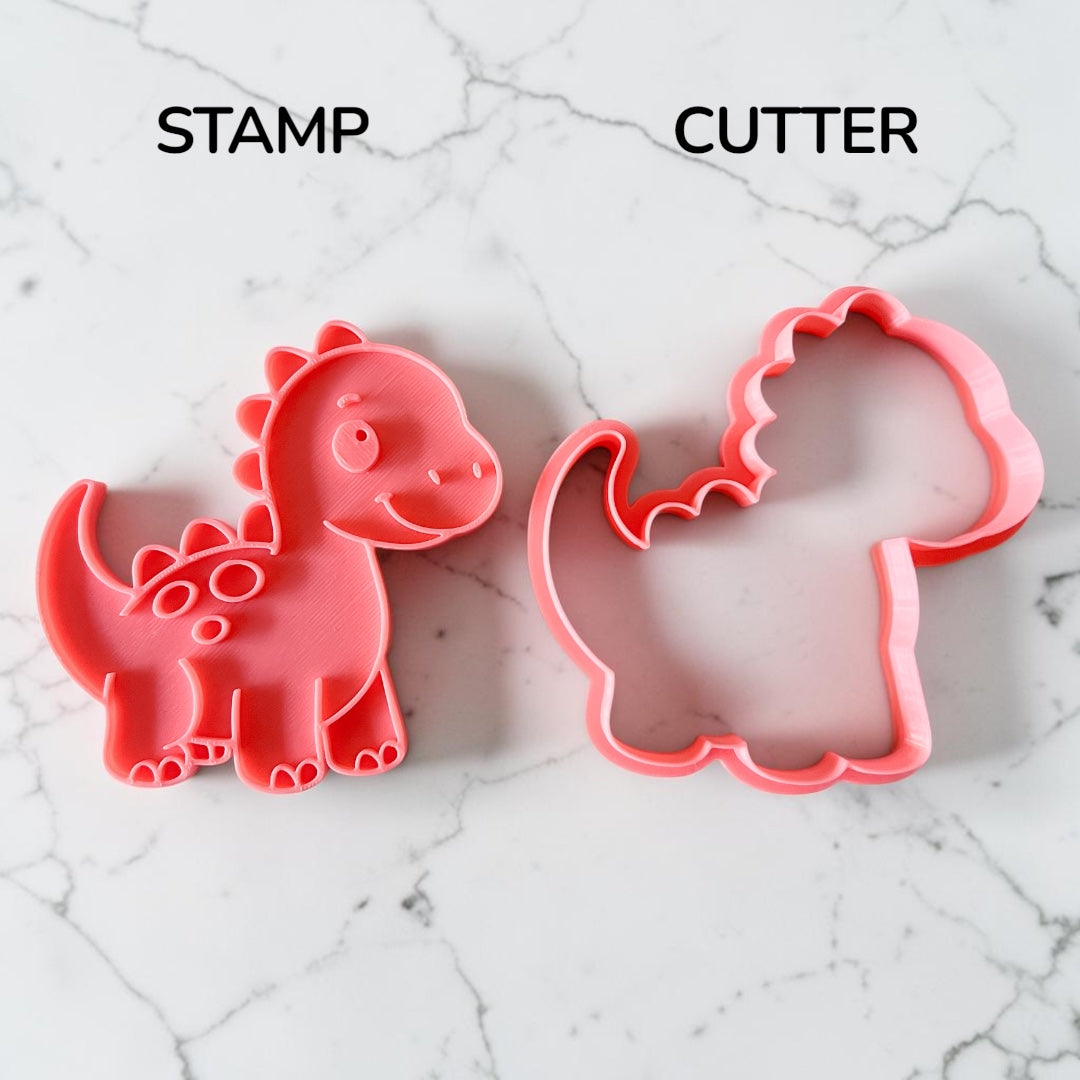 Cortador y sello de galleta Dinosaurio para fondant reposteria, galletas, masa fria y manualidades.