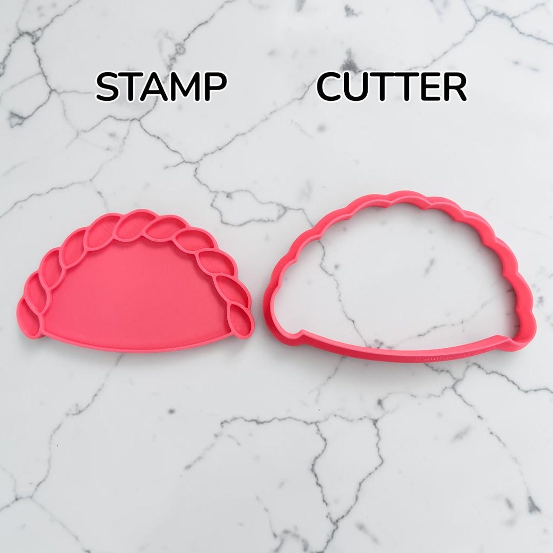Cortador y sello de galleta Empanada para fondant reposteria, galletas, masa fria y manualidades.