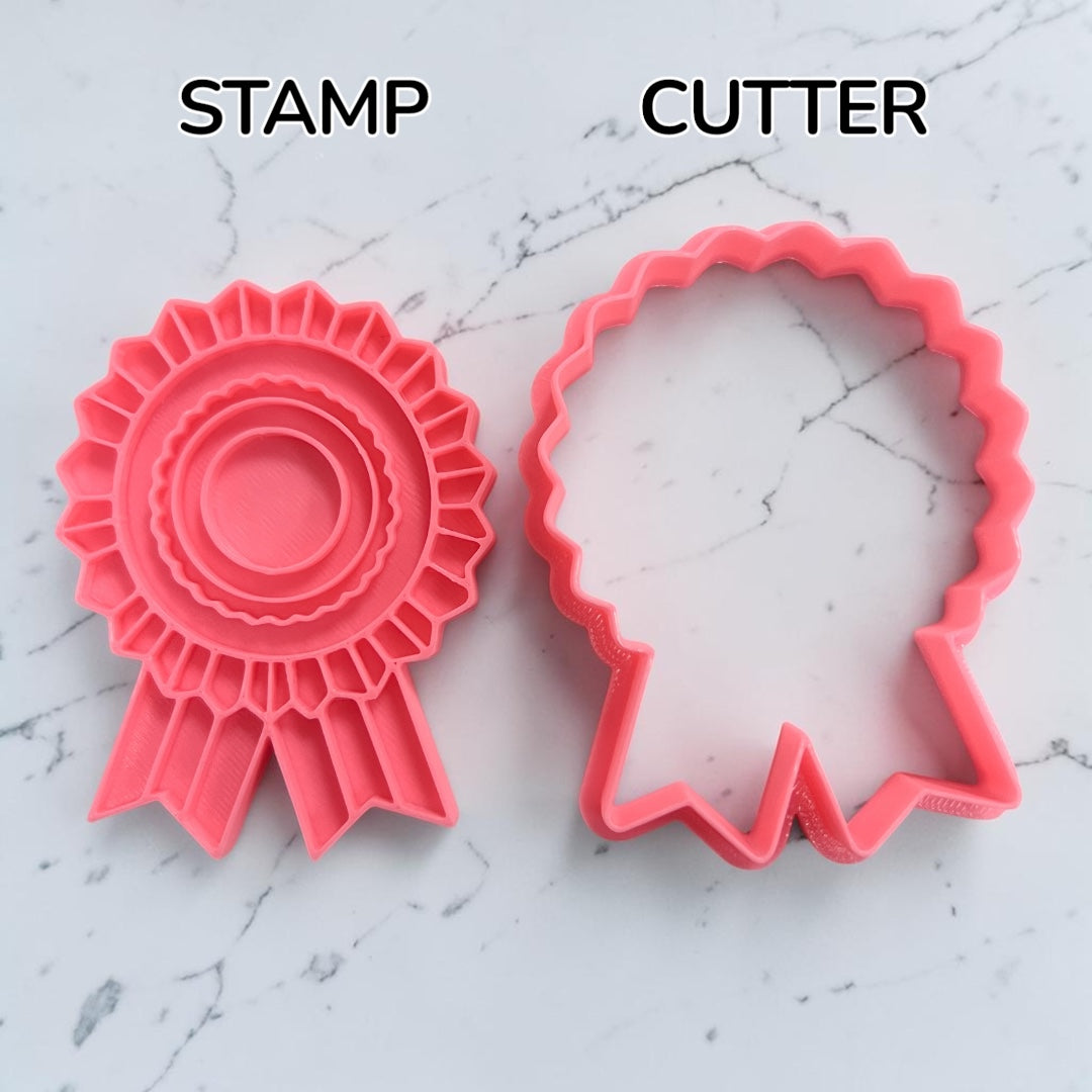 Cortador y sello de galleta Escarapela para fondant reposteria, galletas, masa fria y manualidades.