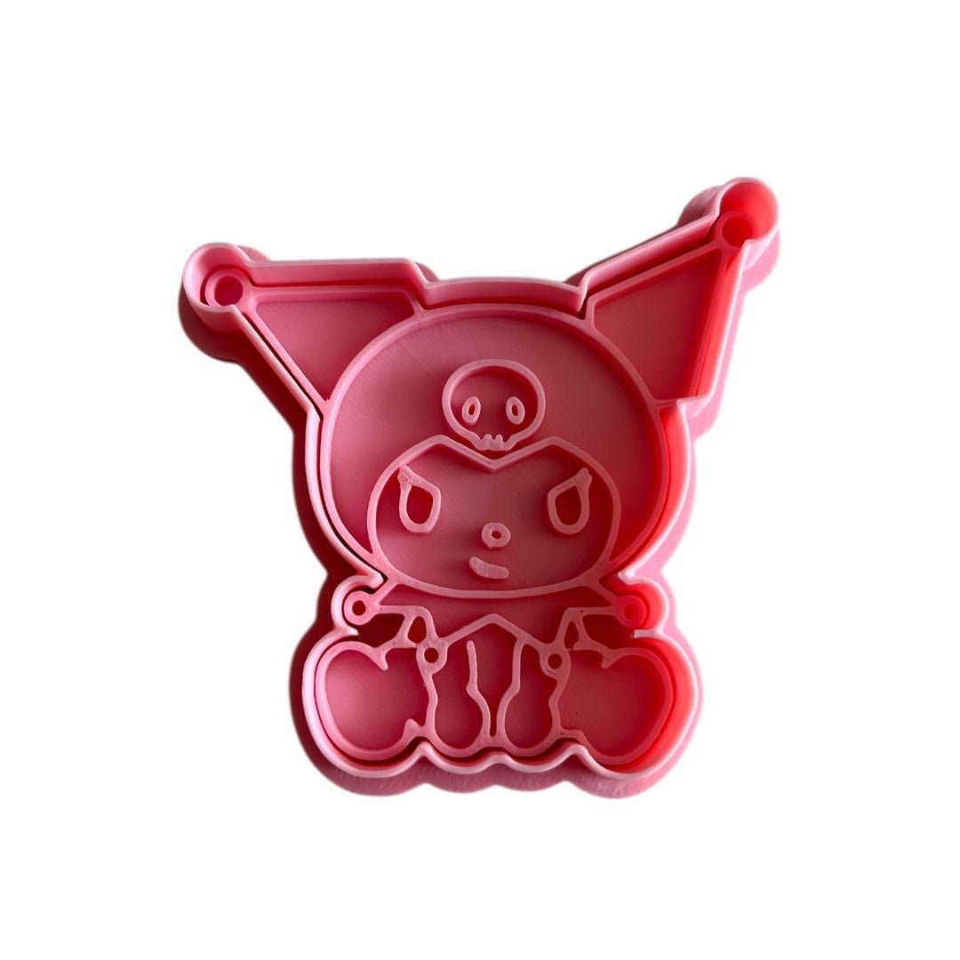 Cortador y sello de galleta Kuromi Anime para fondant reposteria, galletas, masa fria y manualidades.