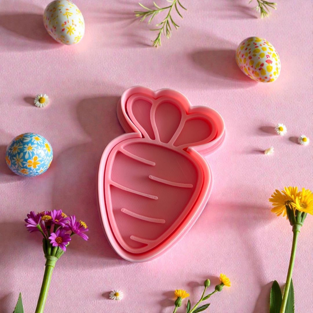 Cortador y sello de galleta Zanahoria pascua para fondant reposteria, galletas, masa fria y manualidades.