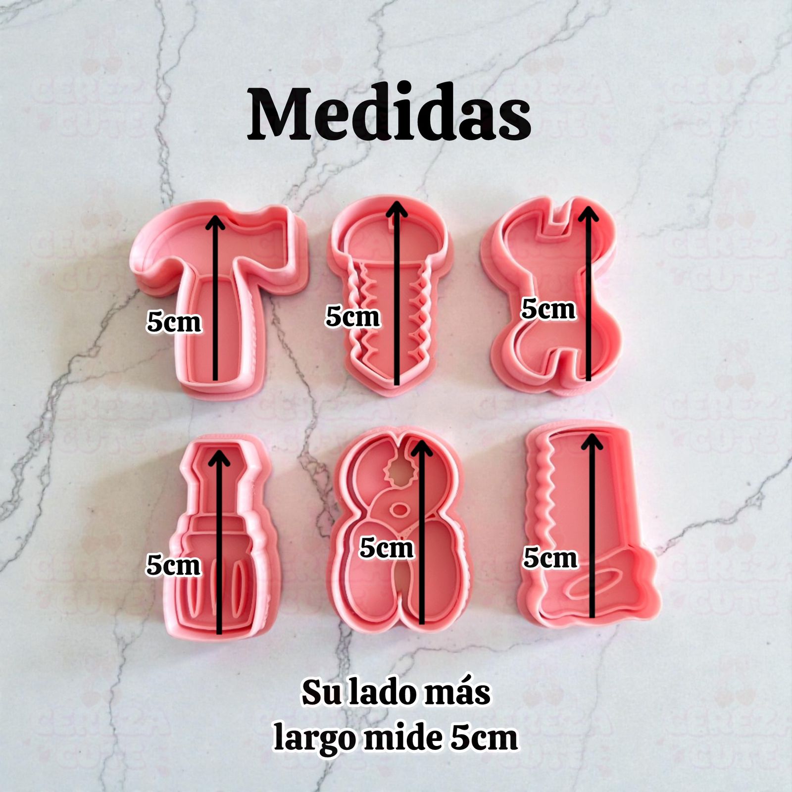 Cortadores y sellos de galletas Set de 6 diseños de herramientas, martillo, serrucho de 5cm para fondant reposteria, galletas, masa fria y manualidades.