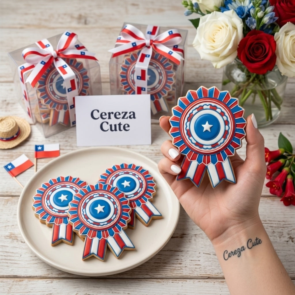 Cortador y sello de galleta Escarapela para fondant reposteria, galletas, masa fria y manualidades.