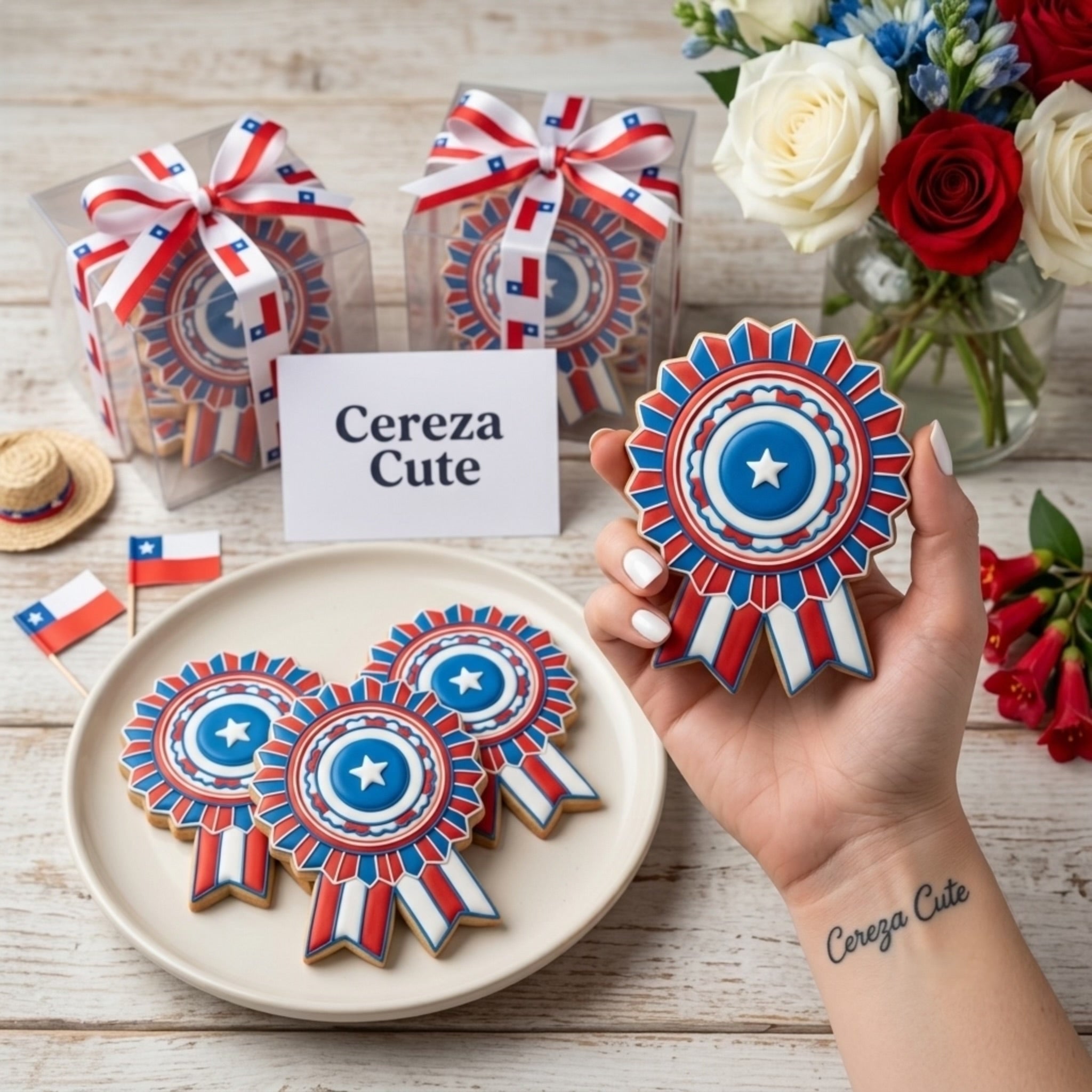 Cortador y sello de galleta Escarapela para fondant reposteria, galletas, masa fria y manualidades.